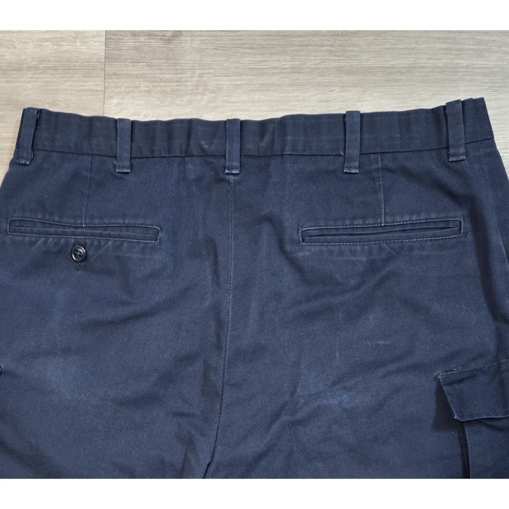 Riverside Budweiser Navy Solid Cargo Shorts Embroidered Pleated Pockets Size 36 - Picture 5 of 12